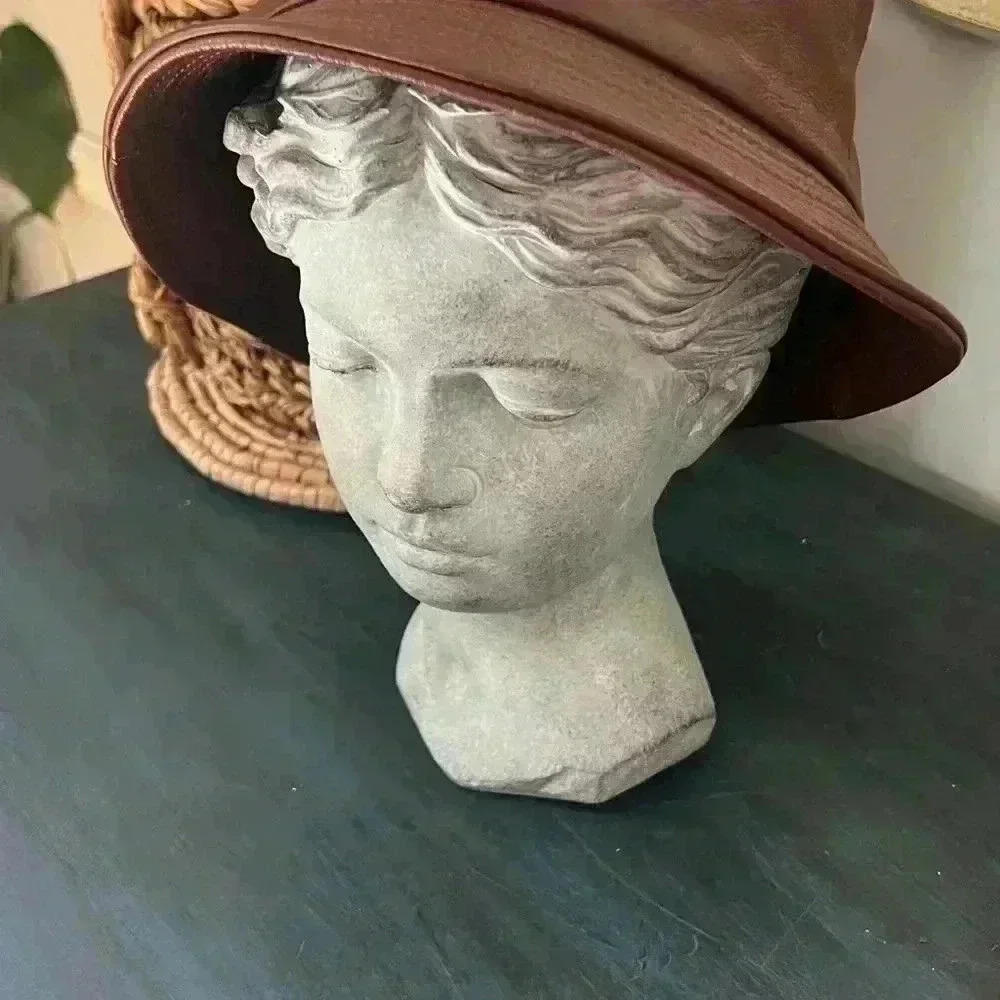 90's/2000 Leather Bucket Hat Brown Turtle K size m/L